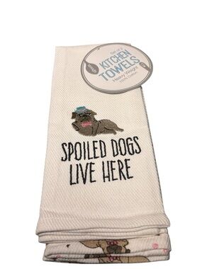 Sleeping Partners Pug Kitchen Towel Set of 2 Spoiled Dogs Live Here